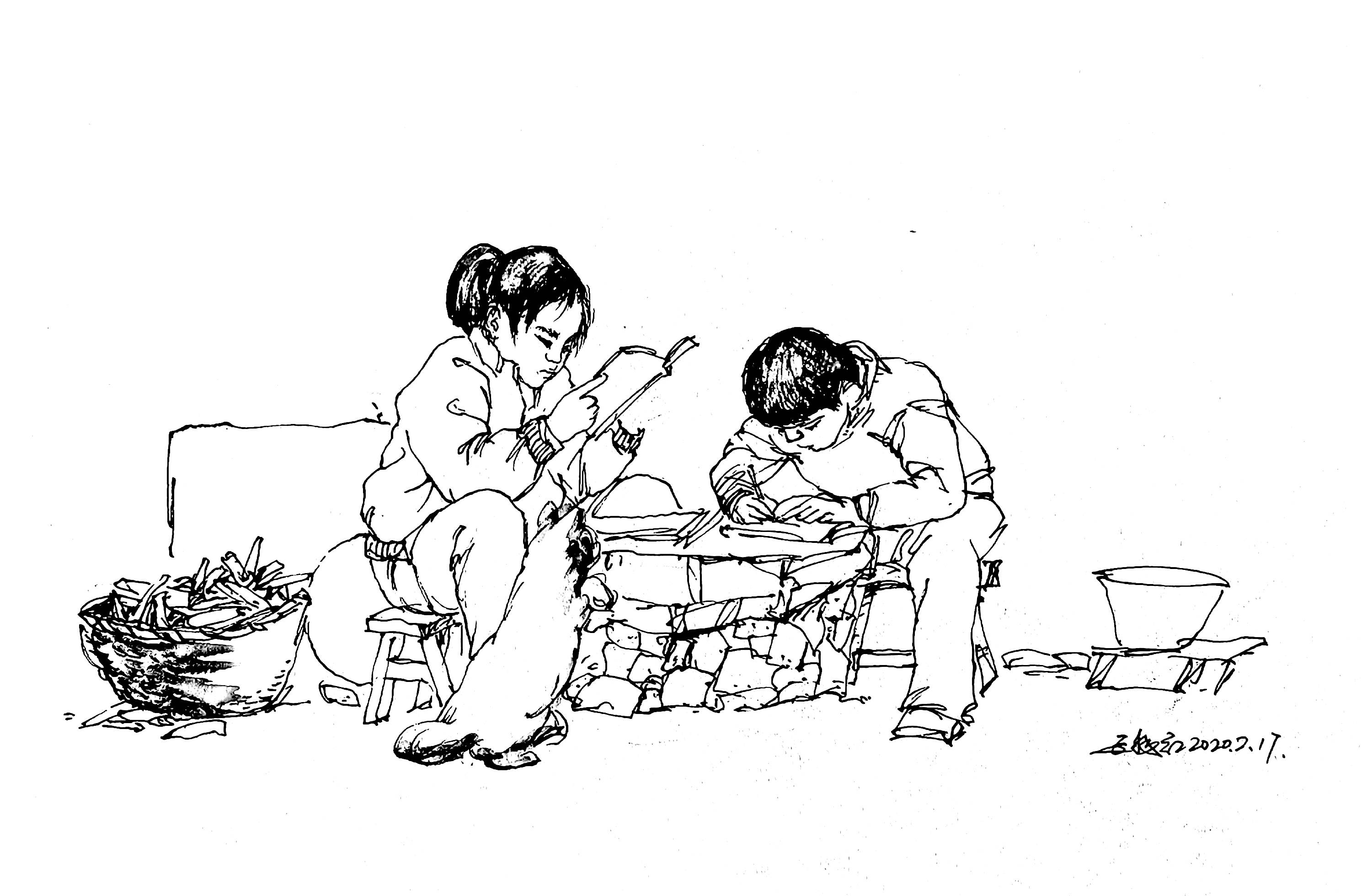 1/ 12 童年故事 钢笔速写 童年故事