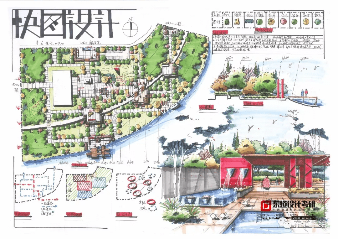 考研乾貨園林景觀高分快題精選馬克筆篇