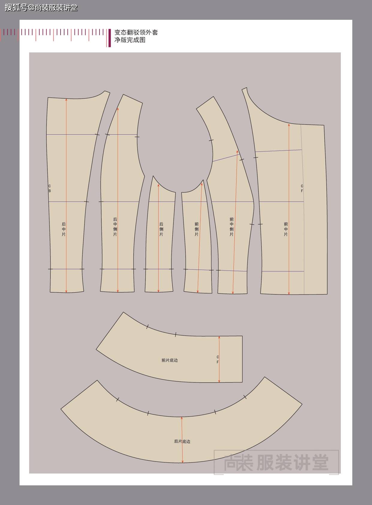 服装制版培训教程 | 变态翻驳领外套平面制版
