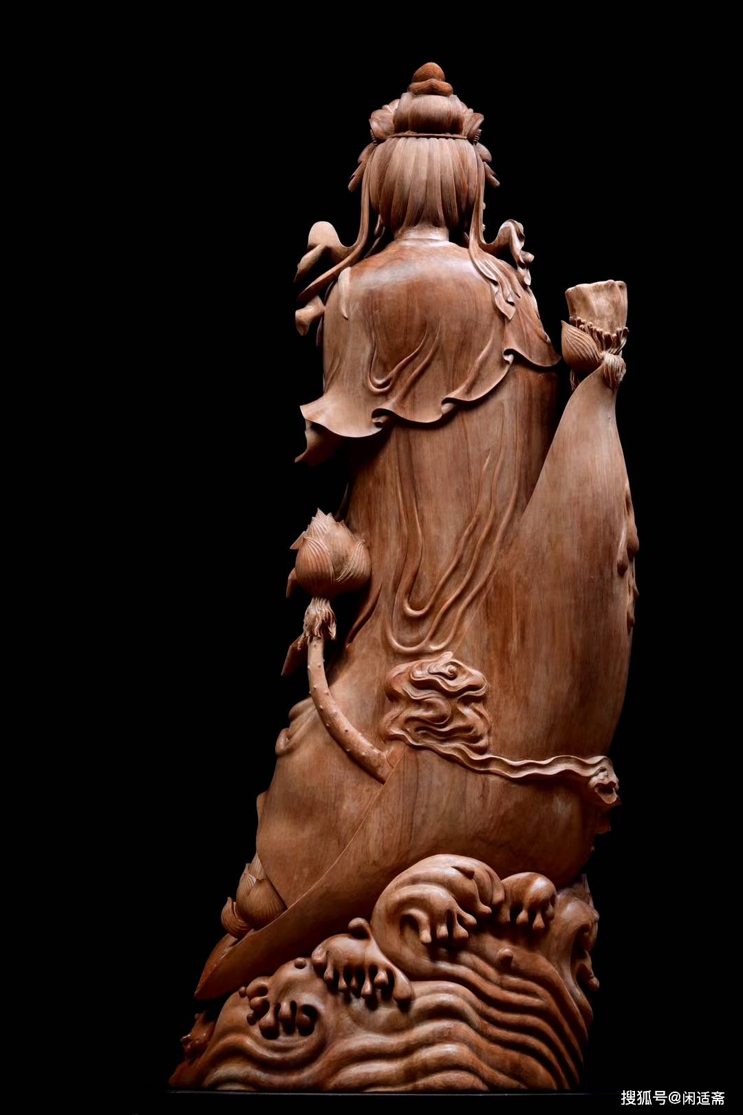 原创印度老山檀香,一叶观音,佛像木雕摆件
