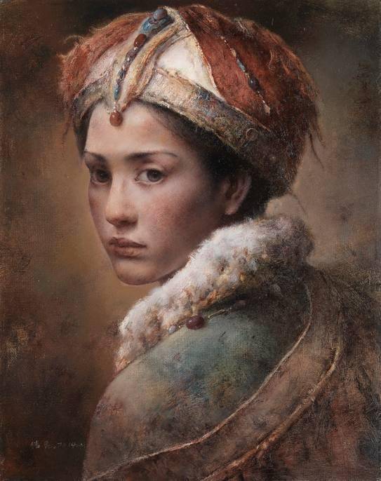 美丽的人物油画作品简单而清澈