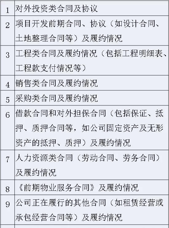 高管必看x科盡職調查所需資料清單