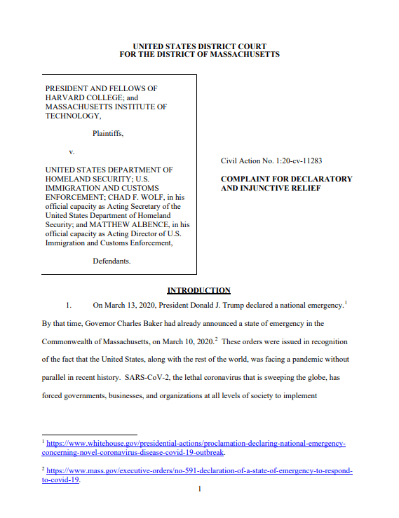 硬核反击!哈佛,mit联手起诉美国政府!移民局就新规作出修改!