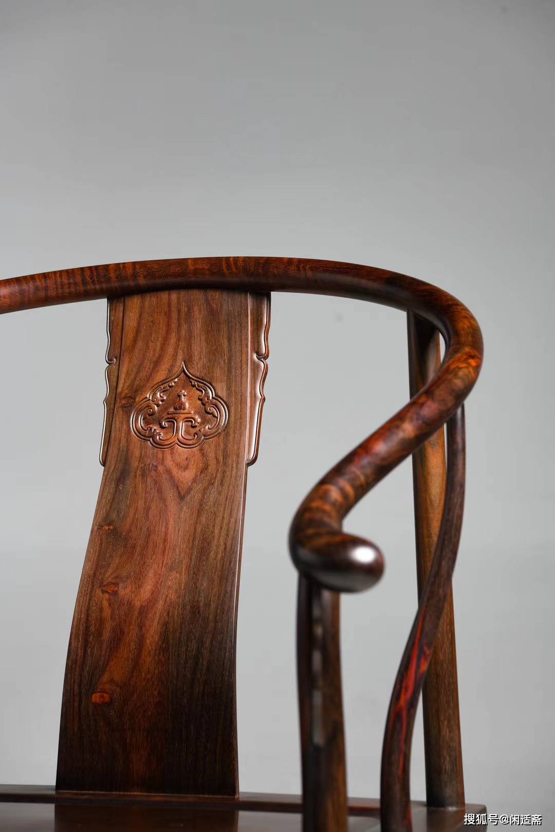 原创明式家具,大红酸枝寿字纹圈椅单张,红木家具经典款
