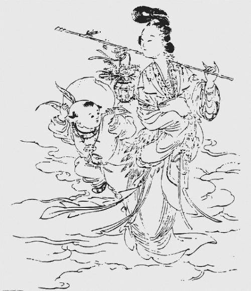 原创麻姑献寿中国民间为女性祝寿的典型画像