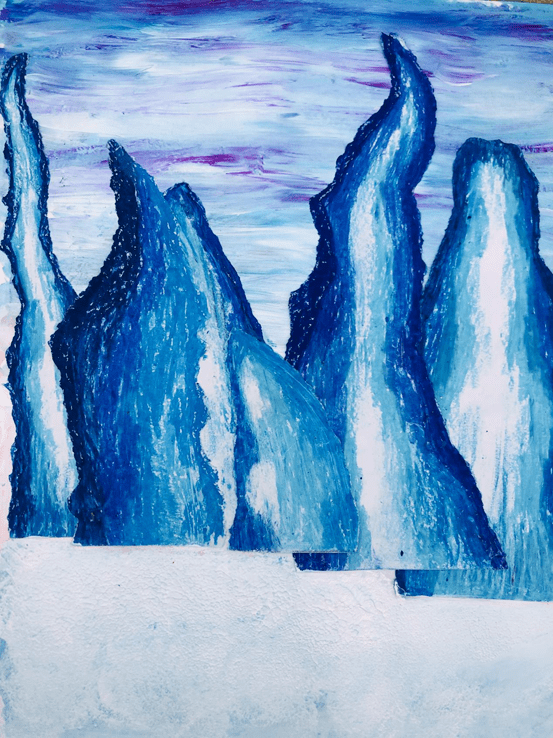 冰山怎么画彩铅图片