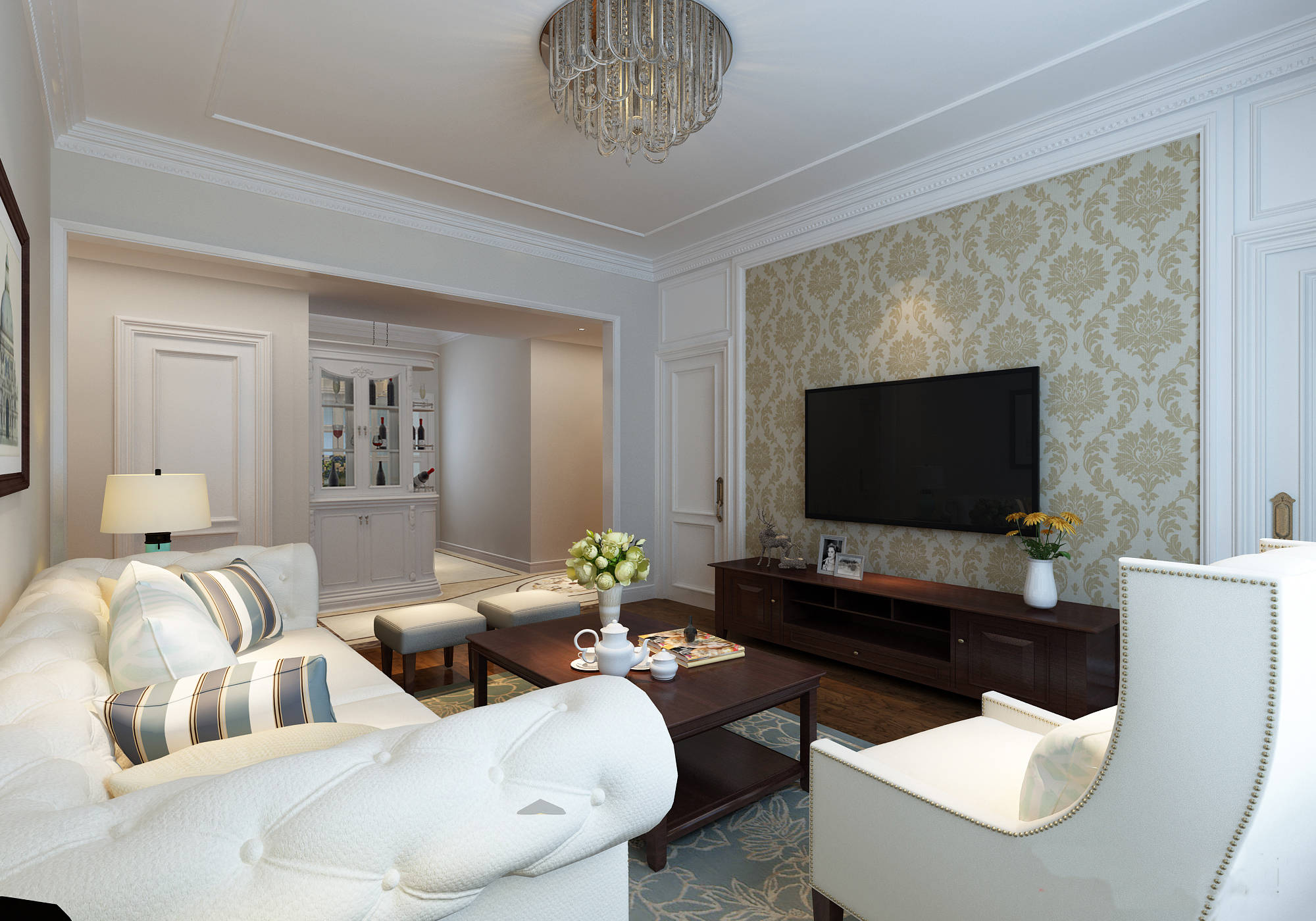 大连国滨苑装修设计,打造温馨舒适的美式风格