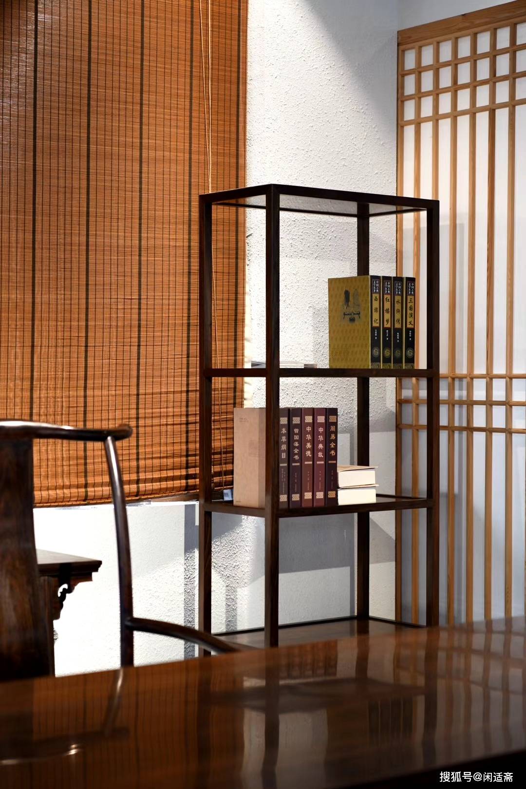 原创明式空间,书房系列,大红酸枝红木家具五件套