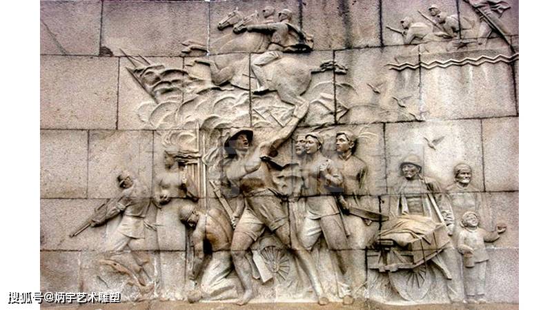 大型部队文化浮雕墙,军人战士雕塑,广场石雕