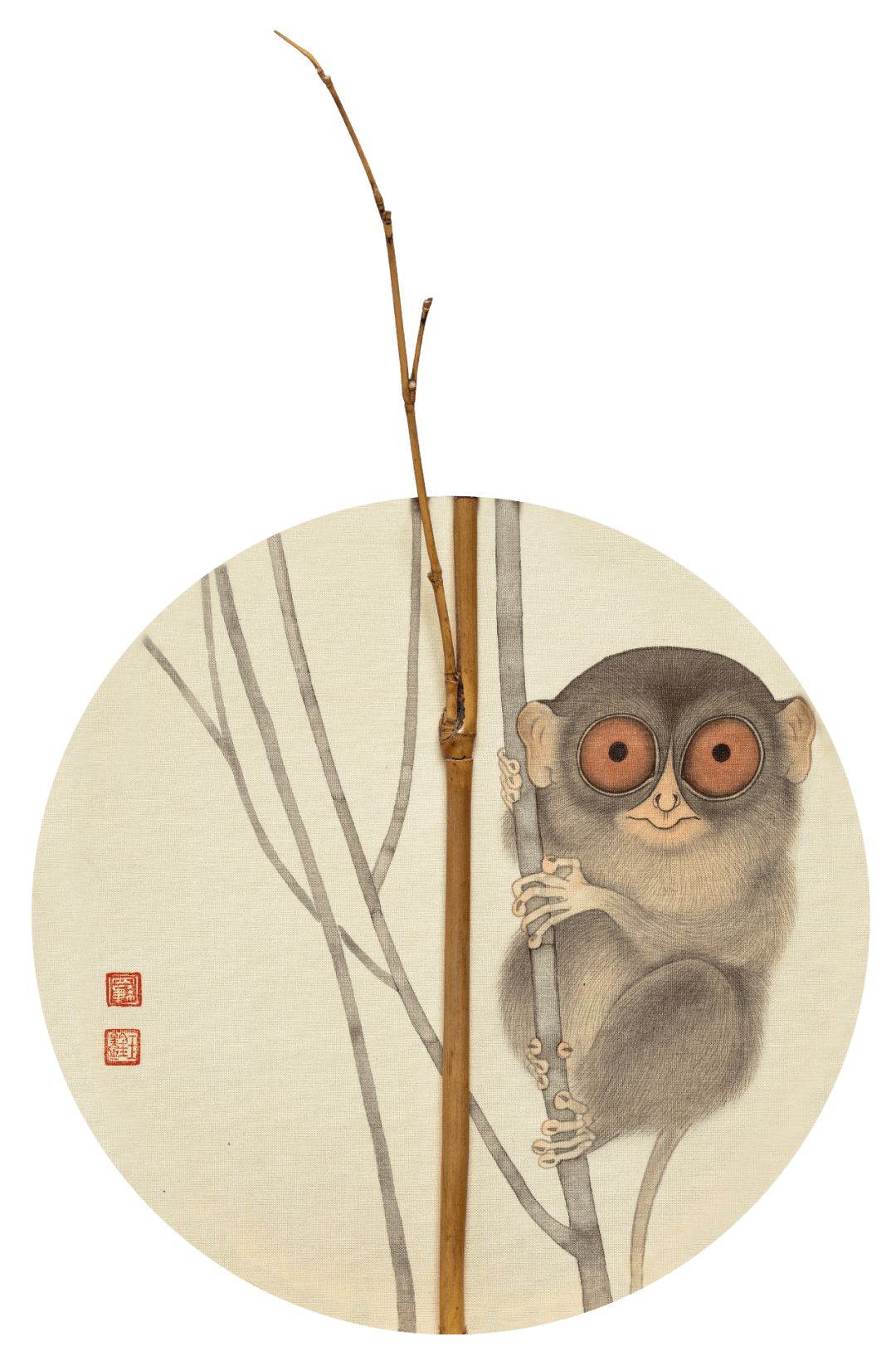 《环尾狐猴·2》   28x28cm   绢本设色