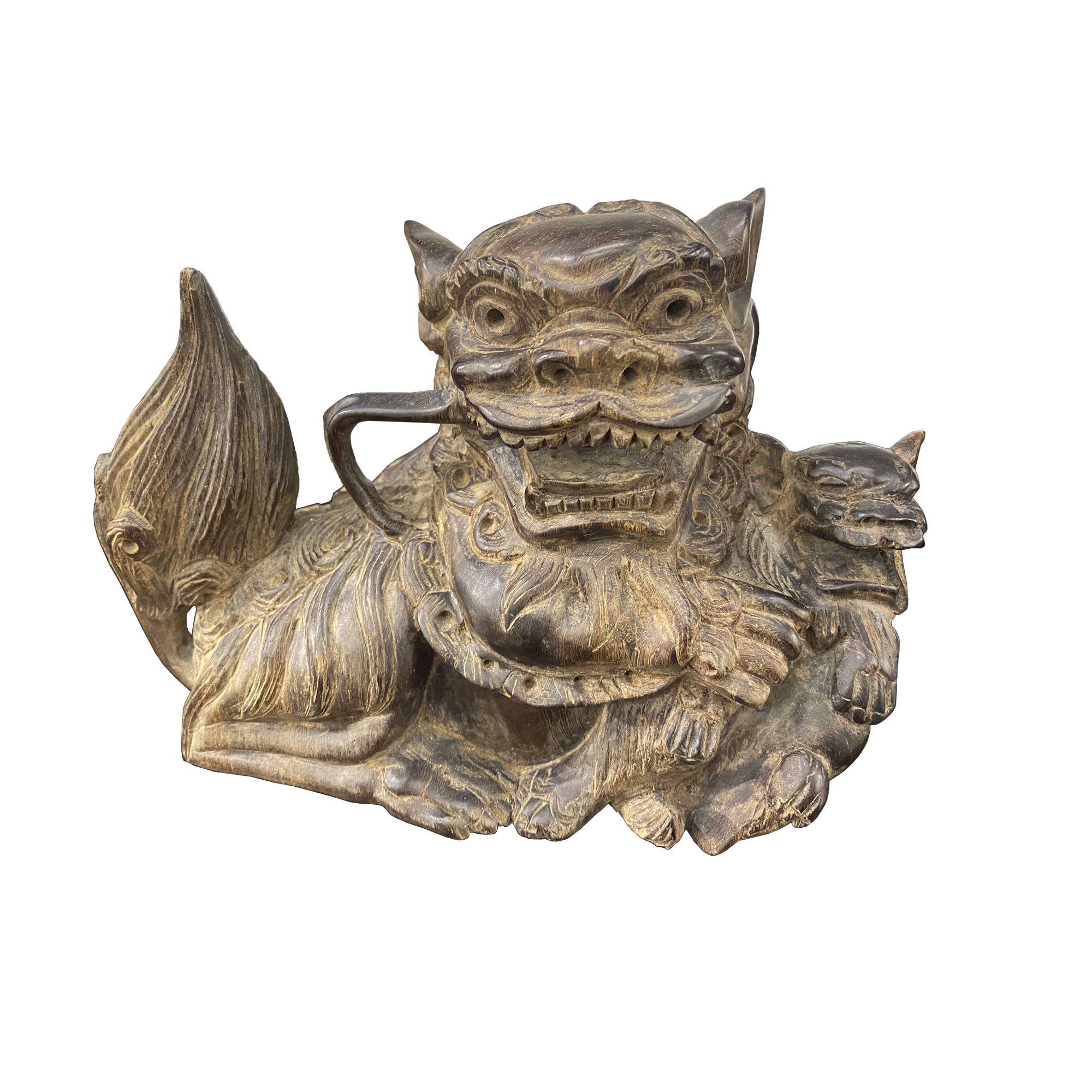 乾隆黄花梨瑞兽狮子一对 精品赏析