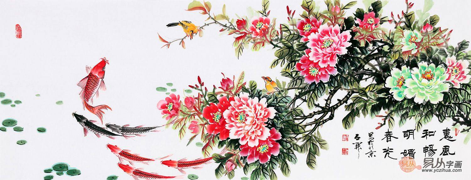 客厅花开富贵牡丹挂画 你家要不要来一幅_寓意