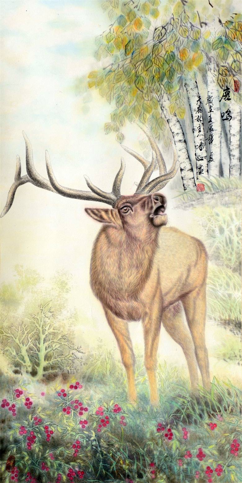 潘红清新之鹿出兴安浅评女画家潘红笔下的鹿