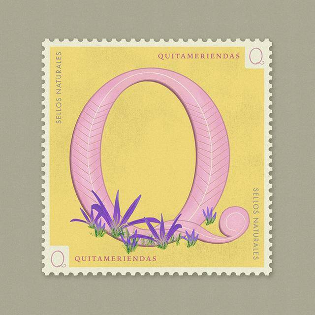 英文字母设计欣赏复古邮票风