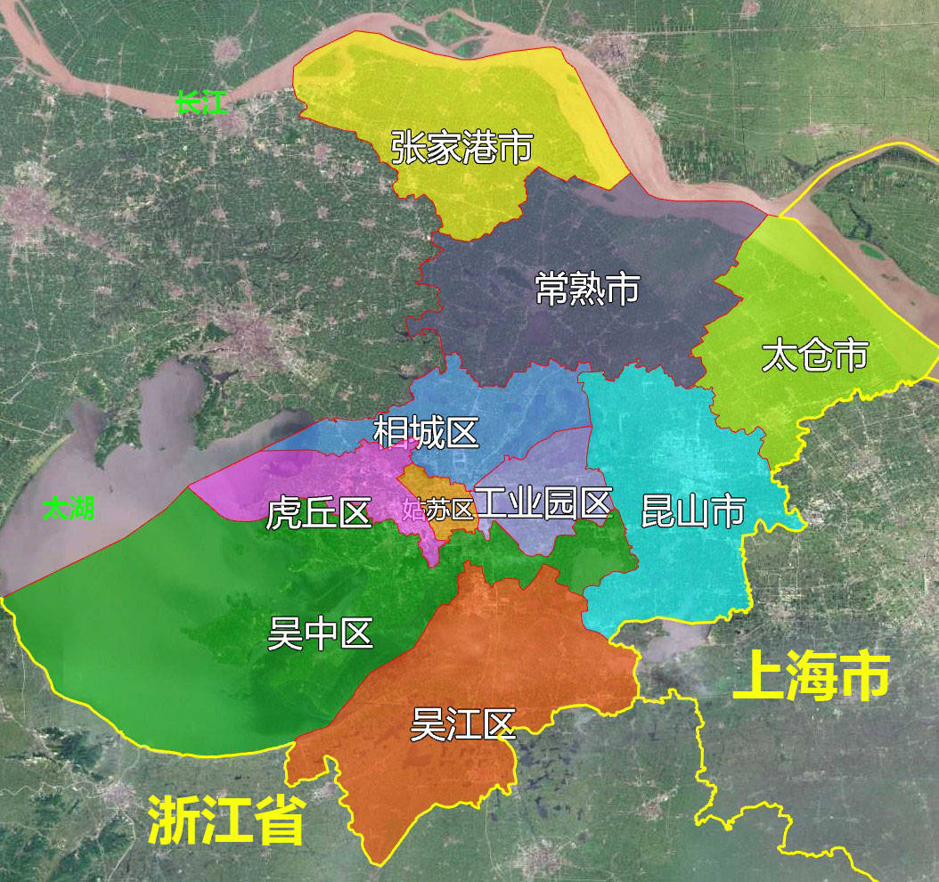 12张地形图快速了解江苏省苏州各市辖区市