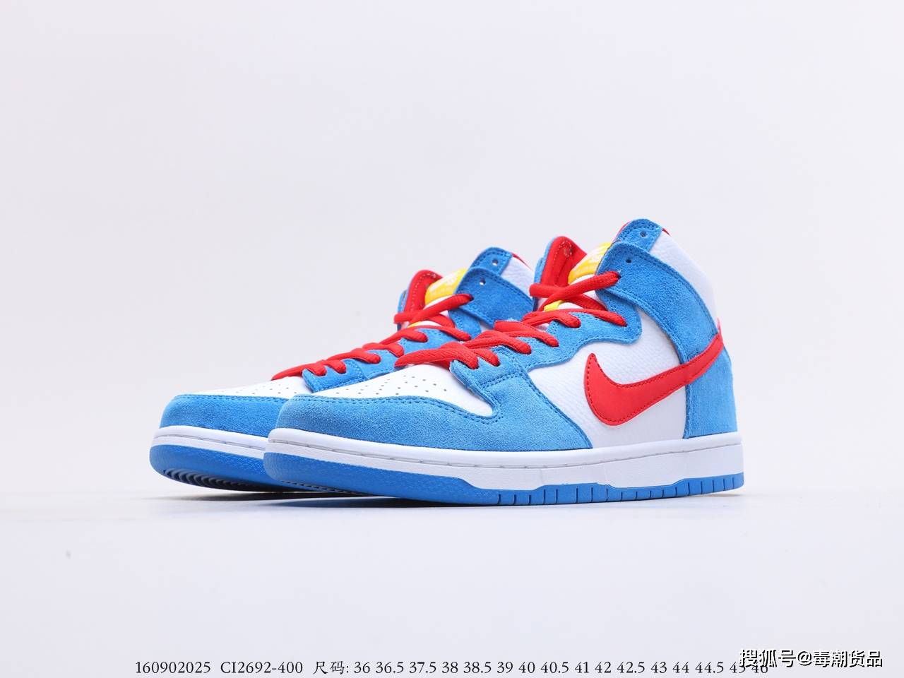 耐克dunk50周年跨界联名《哆啦a梦》白蓝胖子红黄!