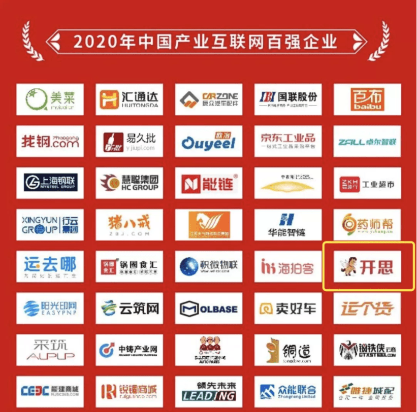 开思荣膺2020年中国产业互联网百强及未来独角兽企业双项大奖