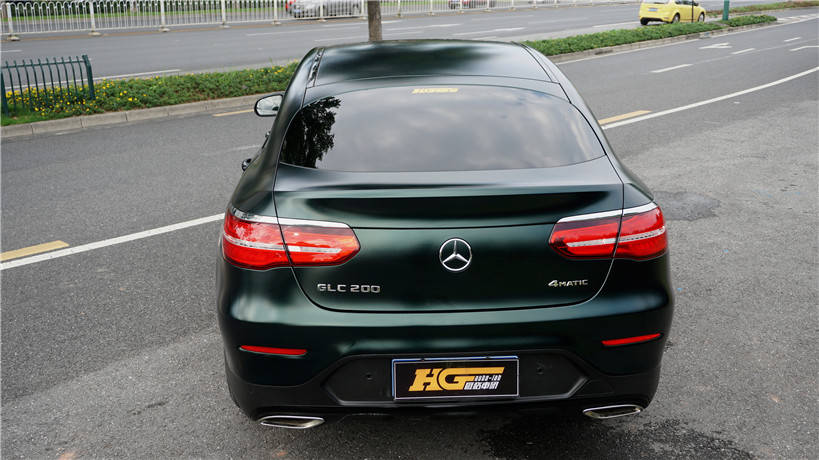 长沙奔驰改色 奔驰glc200贴膜超亚漆暗夜绿 汇格车研