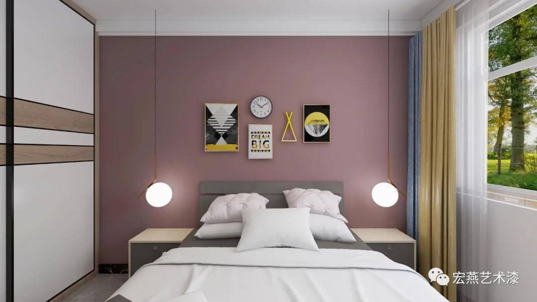 宏燕艺术涂料为墙面穿上了"新衣",让室内变得无比的温馨