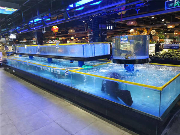 超市海鲜池定制海鲜鱼缸厂家江西吉安宜昌抚州上饶地区专业海鲜池鱼缸