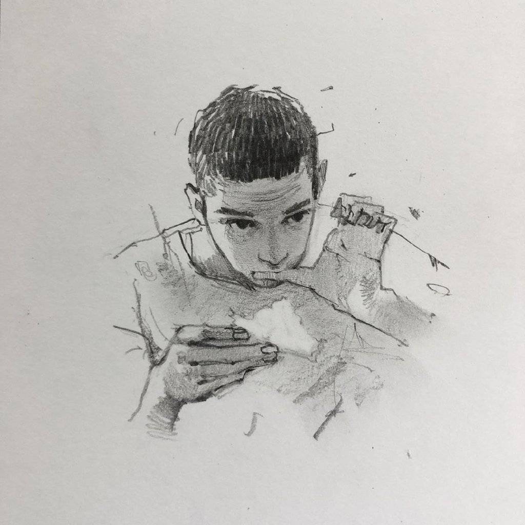 人物速涂 ,线与小的黑白块面运用到极致