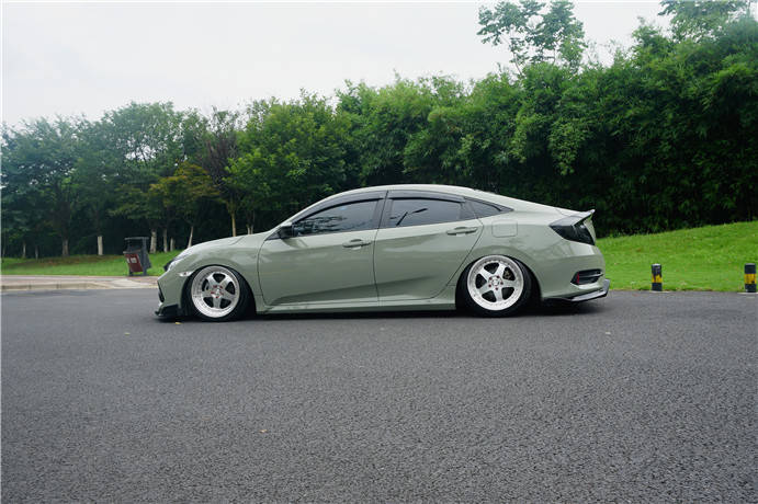 本田思域汽车改装轮毂钢圈避震水晶卡其绿思域改装包围