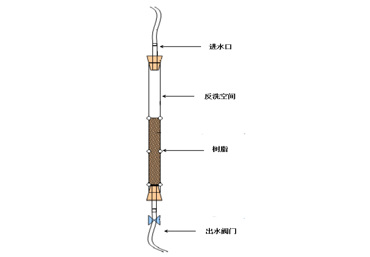 用5%的氢氧化钠溶液对树脂转型,以4bv/h 的速度逆流进入树脂柱,转型