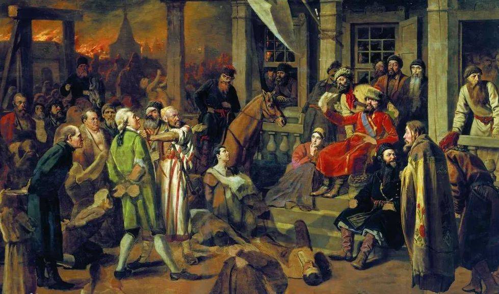 普加乔夫审问被抓的俄国贵族