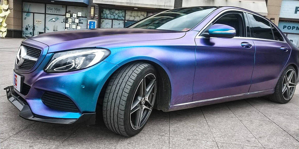 奔驰c260车身改色电光紫魅蓝 rg瑞集改色膜韶关南雄_搜狐汽车_搜狐网