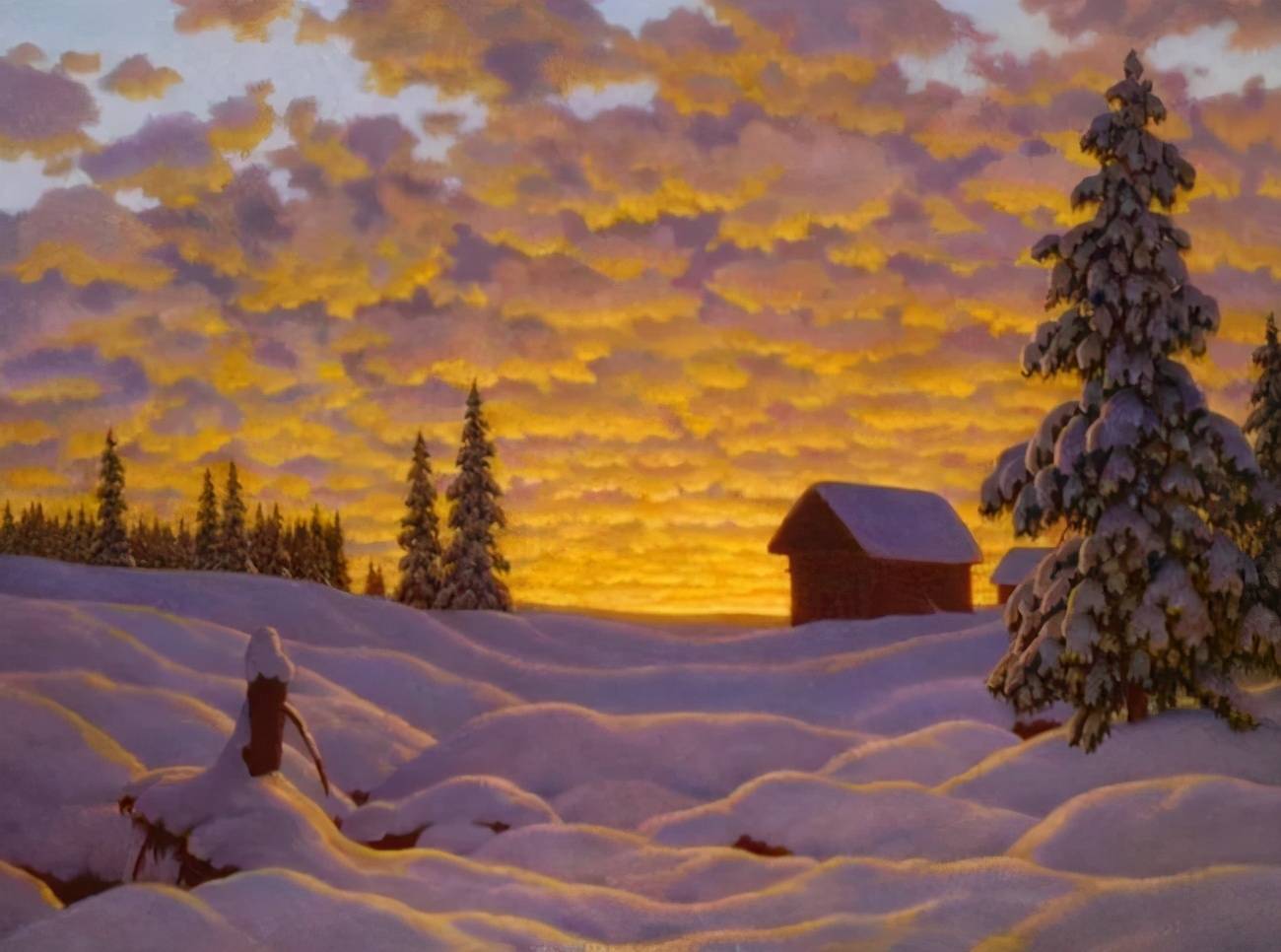 光的魔术师,俄罗画家乔尔塞的雪地风景油画作品欣赏