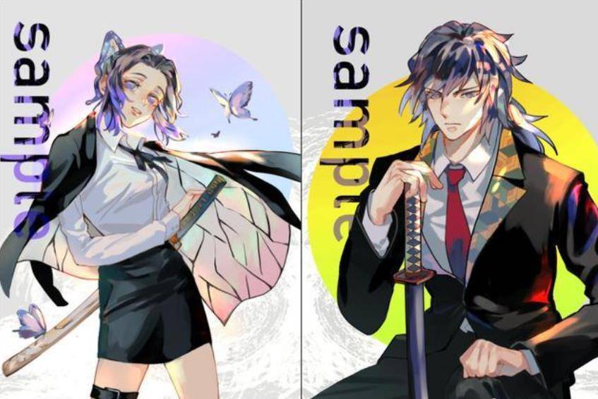原创鬼灭之刃全员西装暴徒无一郎冷漠贵公子风柱霸气外露