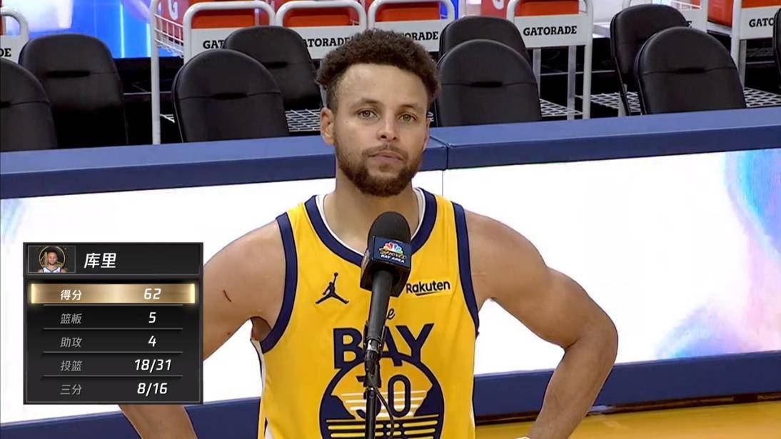 原创三分16中8,库里62分刷新生涯得分纪录,2人充当专业背景墙