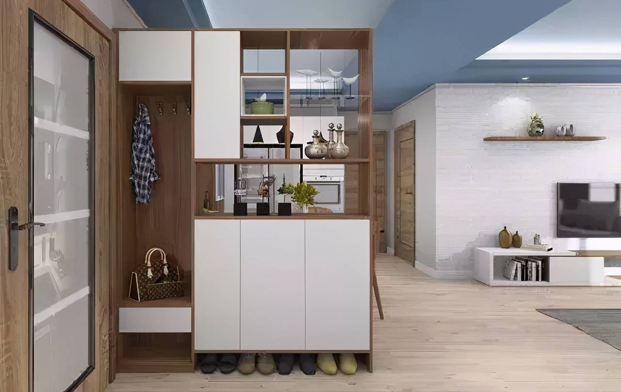 餐厅,厨房的,需要做个隔断型鞋柜,将空两个间隔开形成独立区域,需要