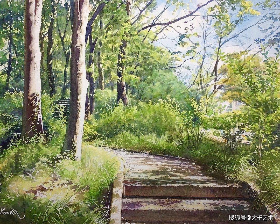 日本艺术家takumiyokooka水彩画欣赏