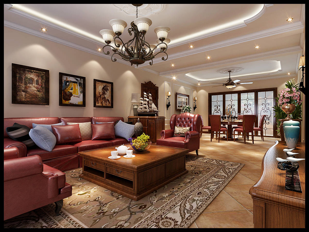 盘锦楚航装饰霞光府馨园140平美式风格装修效果图