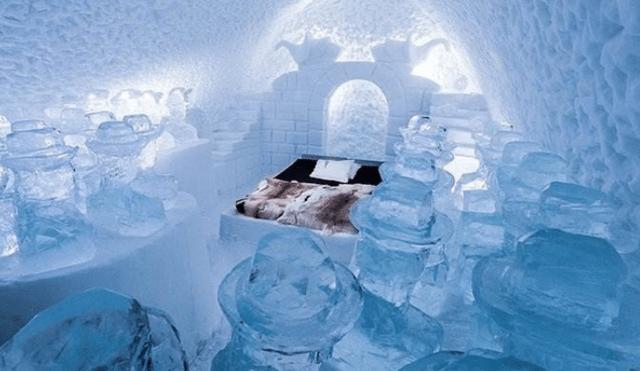 全球最冷的酒店：由3万吨冰块建成，连床都是冰块，住一晚要6000