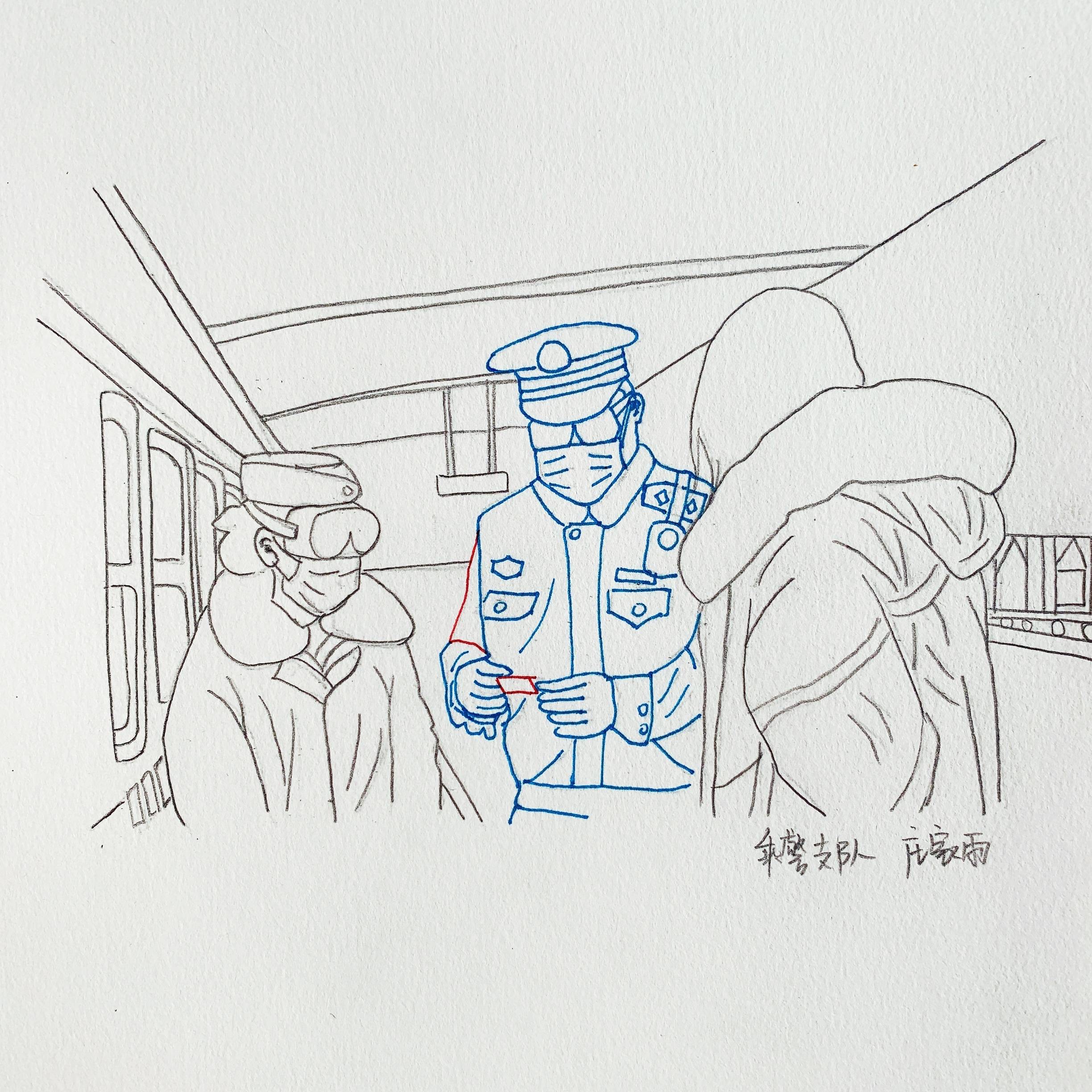 警察漫画图片 铅笔画图片