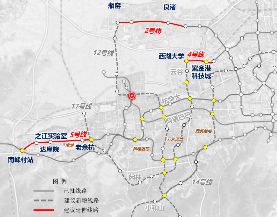 加密西湖大学和杭州西站,解决云谷和闻堰交通痛点,新增至西站和浦沿