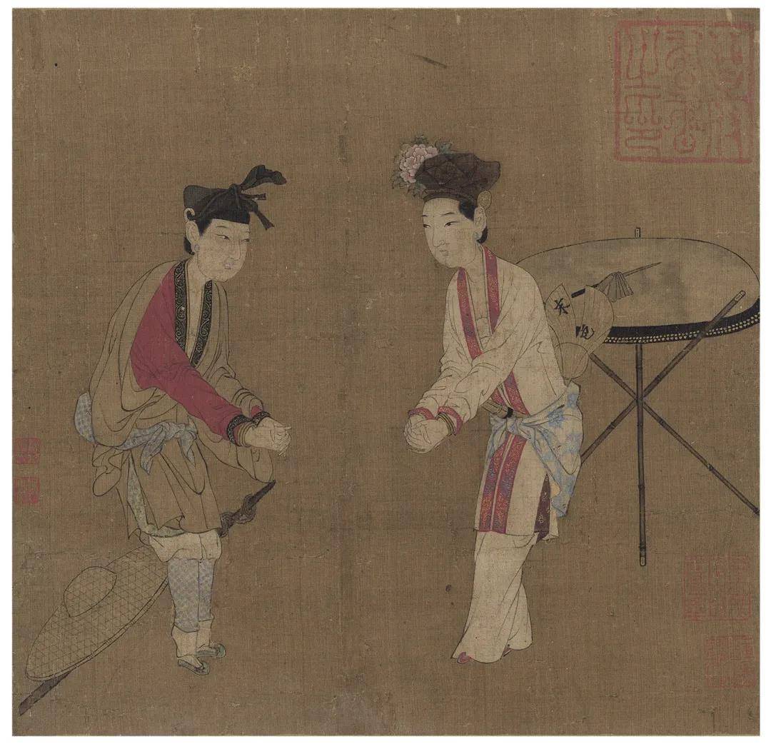 本画无款,与《杂剧"眼药酸"图》为流传至今的宋人小品画中所仅见的两