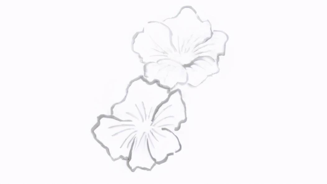 1,先用笔尖蘸取重墨,中锋运笔勾画出花头.注意花头的形状不要过大.