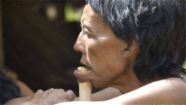 世上最“奇葩”的部落，当地人以裸为美，下巴上还插16厘米木棍
