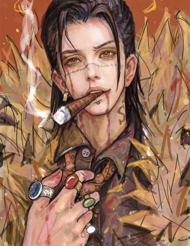 海贼王插画分享,山治将吸管插入索大鼻孔,克洛克达尔成流量男星