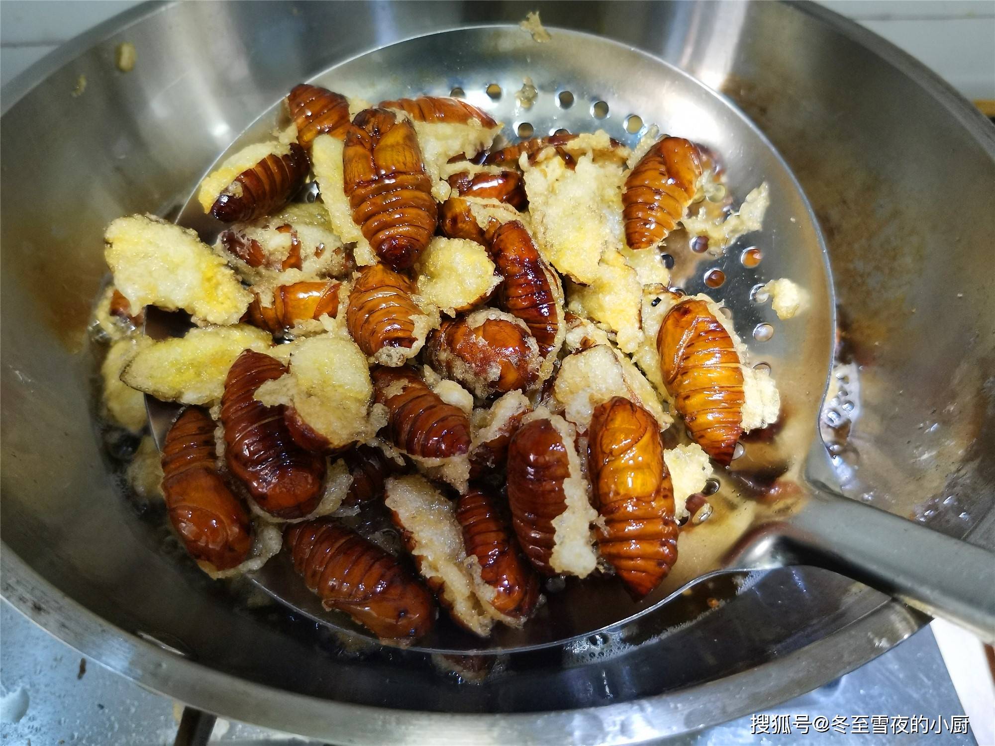 東北過年下酒菜,開邊蠶蛹家常做法,香酥不回軟,比飯店做的好吃_椒鹽