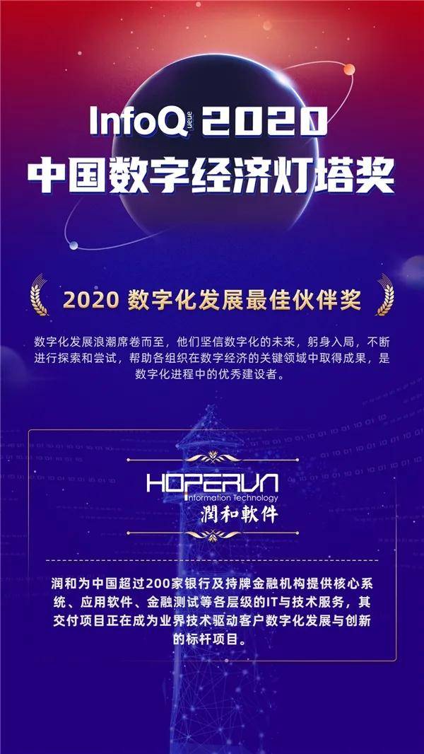 润和软件获infoq 2020数字化发展最佳伙伴奖
