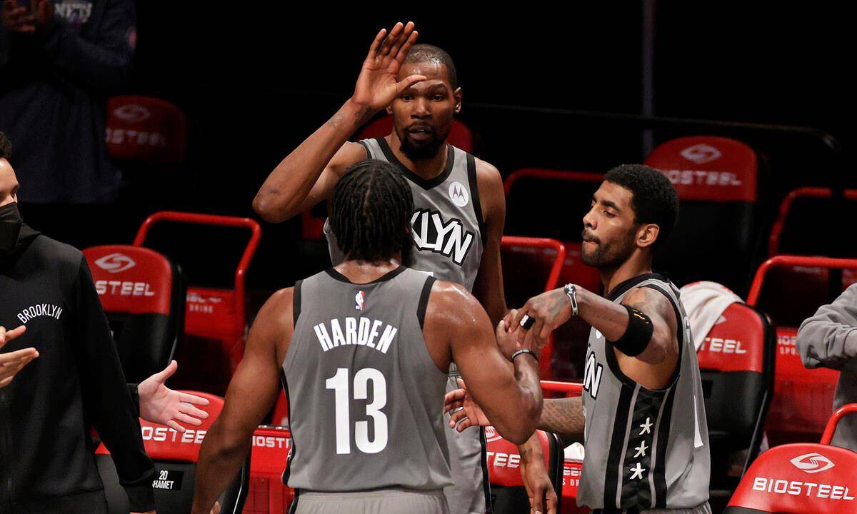 原创三巨头场均都25篮网场均120分联盟第一命中率50也第一