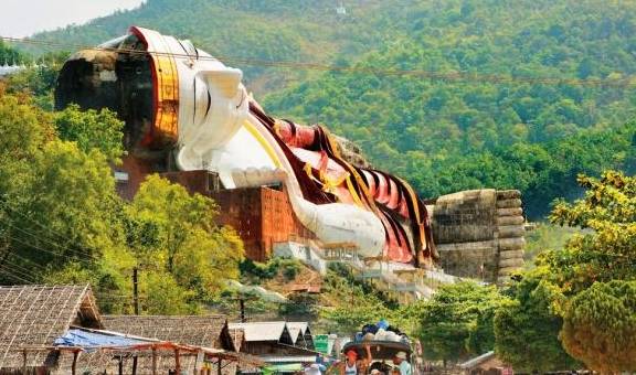 世界上最大的卧佛：佛身全长180米，重达400吨，像是一座山！