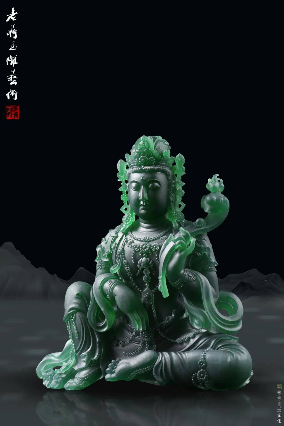 智慧之光永拂世人老蒋玉雕艺术文殊菩萨作品欣赏