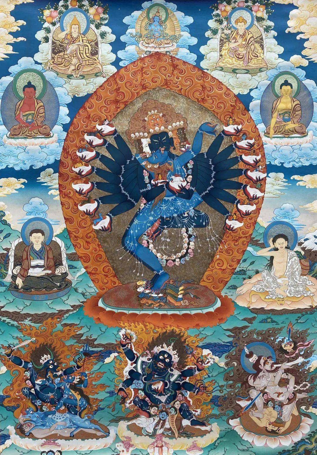 娘本 | 喜金刚唐卡主尊为喜金刚也被称为呼金刚,饮血喜金刚,怒刀金刚