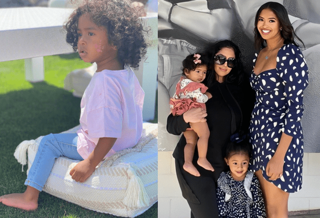 科比小女儿快赶上三公主了,身穿24号战袍,怀念科比