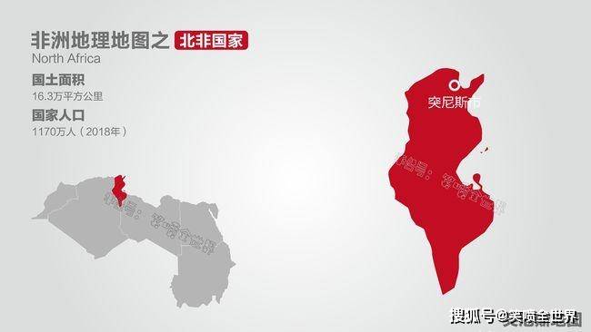 北非的6個國家當中突尼斯最小4個國家面積超100萬平方公里